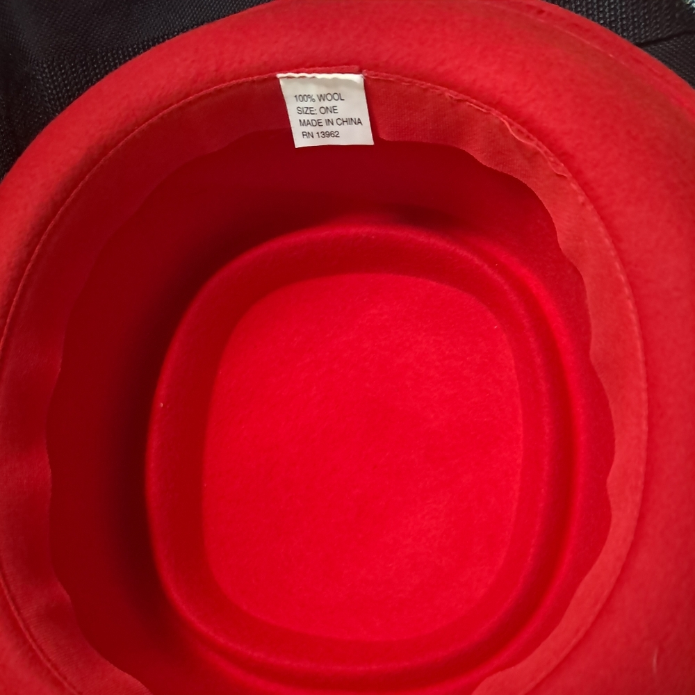NWOT Pork Pie Wool Red Women's Hat - Picture 5 of 6